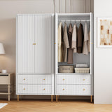 HLR Armoire Wardrobe Closet with Drawers, 72" Tall Modern Bedroom Armoire with Hanging Rod, Large freestanding Wooden Wardrobe Cabinet for Bedroom, Cloak Room (White) HLR