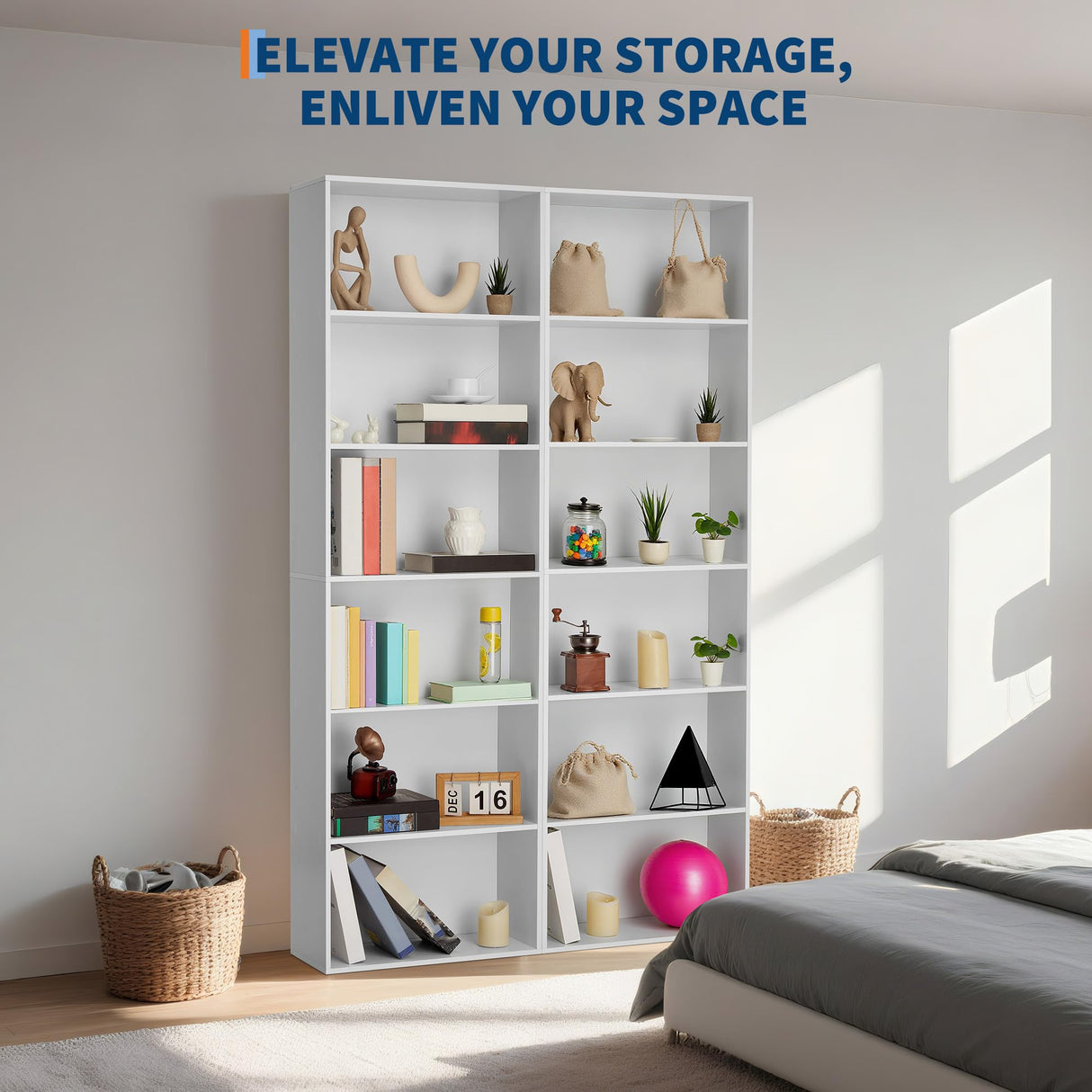 GarveeHome 6-Shelf Tall Bookcase, 71.4''H Wood Bookshelf with Industrial Rustic Style for Home Office, Sturdy 6-Tier Storage Organizer for Living Room, Bedroom, Library GarveeHome