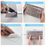 URCOLOR 32-Piece Peel and Stick Backsplash Wall Tile, 4"x 8" PVC Distressed Rustic Tan Wood Stick on Tiles for Kitchen, Bathroom, Laundry Room, Camper, Fireplace URCOLOR