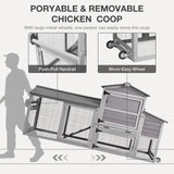 MEDEHOO 80in Chicken Coop with Wheels - Expandable Large Waterproof Chicken House for Outdoor with Nesting Box, Leakproof Pull-on Tray, and UV-Resistant Roof MEDEHOO