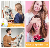 Mowana Paint by Numbers Kit for Adults Framed Canvas - with Wooden Easel, Baby Elephant Adults' Paint-by-Number Kits DIY Acrylic Oil Painting Kits Arts Crafts 7.8x7.8inch Mowana