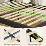 Driftalia LED Queen Bed Frame with 2 Storage Drawers, Upholstered Bed Frame Queen Size with Headboard and Charging Station, No Box Spring Needed, Easy to Assembly-Dark Grey Driftalia