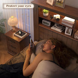 EnHomee King Size Bed Frame and Headboard & Storage, 4 Drawers & LED & USB King Bed Frame with Storage Farmhouse, Built in Charging Station,NO Noise,No Box Spring Needed,Brown EnHomee