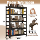 Tall Bookshelves, 72 Inch High Metal Bookshelf with Adjustable Shelves, Book Organizer and Bookcases, Book Shelves for Bedroom, Office, Living Room, Black Leariso