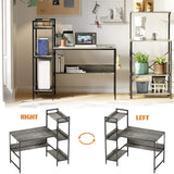 Bestier Computer Office Desk with Steel Frame, Reversible Book Shelves, Headphone Hook, Adjustable Feet, & Under Desk Storage, Grey Bestier