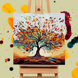 Framed Paint by Numbers Kit for Adults Beginners & Kids Ages 8-12, Tree of Life Acrylic Easy Paint by Number with Frame, Watercolor Paint by Number Kits on Canvas Framed (10 * 10 Inch, Without Easel) Offito