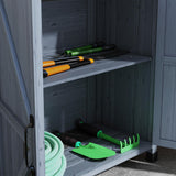 Outsunny Potting Bench, Outdoor Wooden Potting Table with Storage Cabinet with 2 Shelves, Garden Work Bench with Galvanized Plated Tabletop for Backyard, Balcony, Gray Outsunny