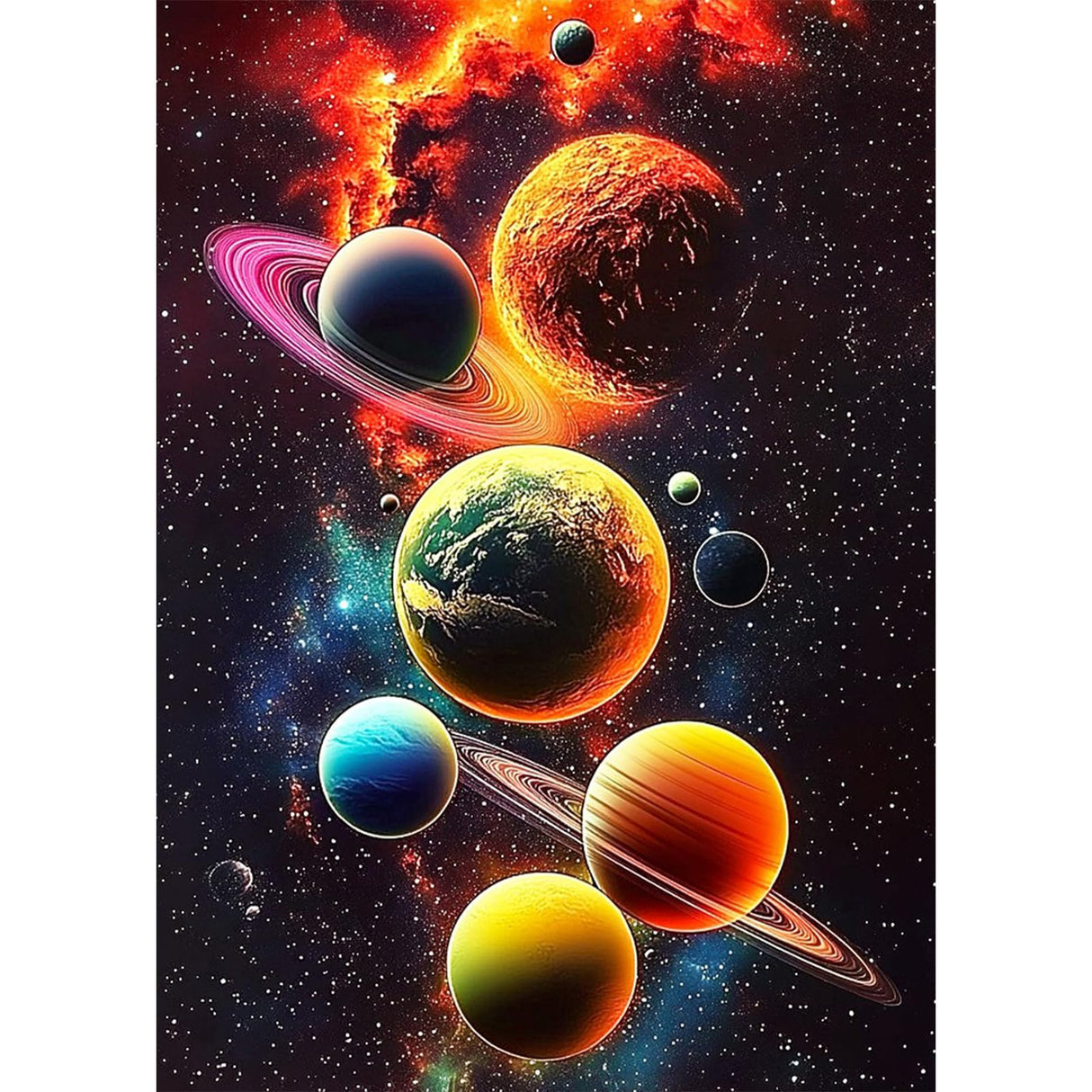 Lxmsja Planets Diamond Art Kits for Adults, Solar System DIY Full Drill Diamond Painting Kits for Beginners, 5D Gem Art Crafts for Adults, Home Wall Decor 12x16 inch Lxmsja