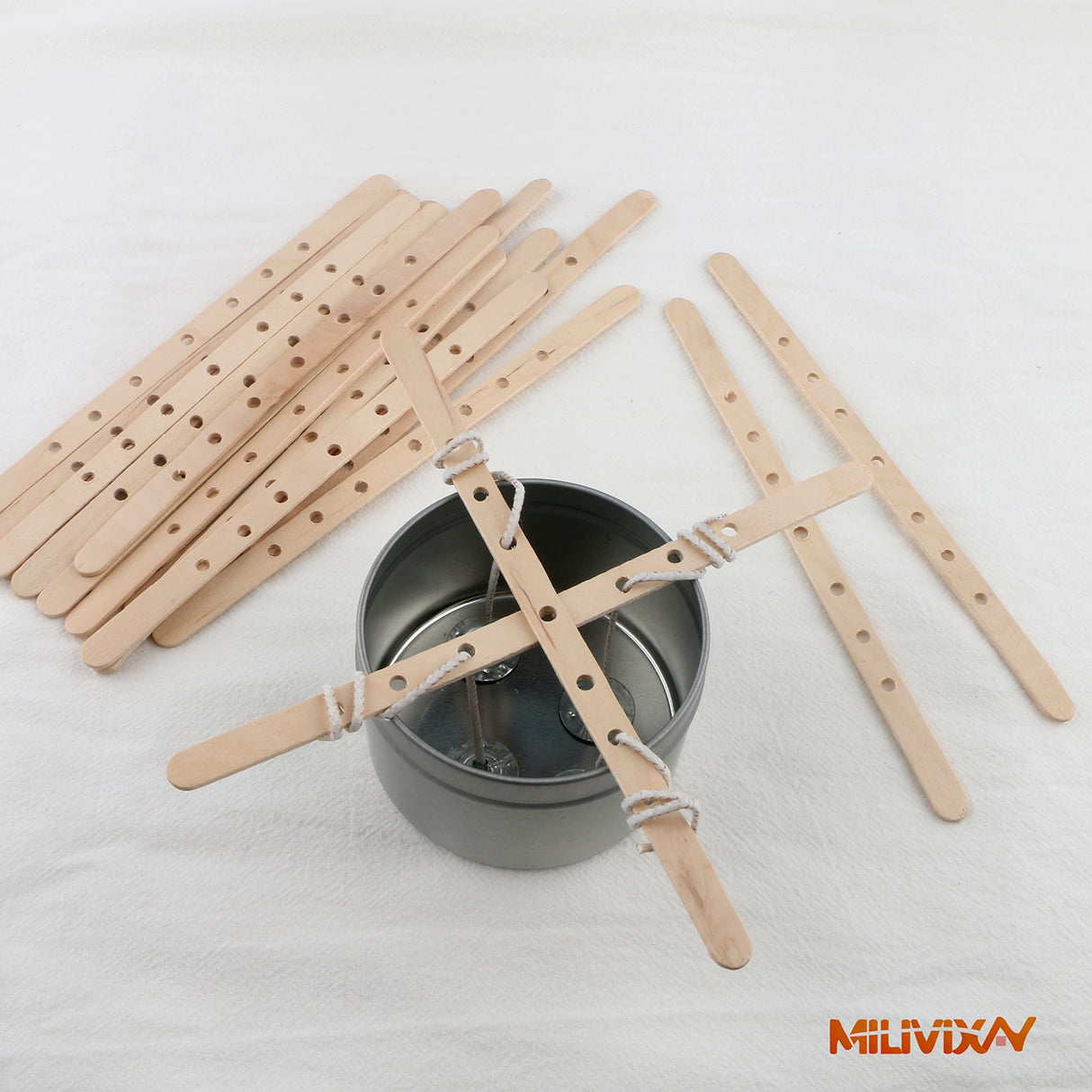 MILIVIXAY 100pcs Wooden Wick Holders - Candle Wicks Centering Device for Large & Multiwick Candles. MILIVIXAY