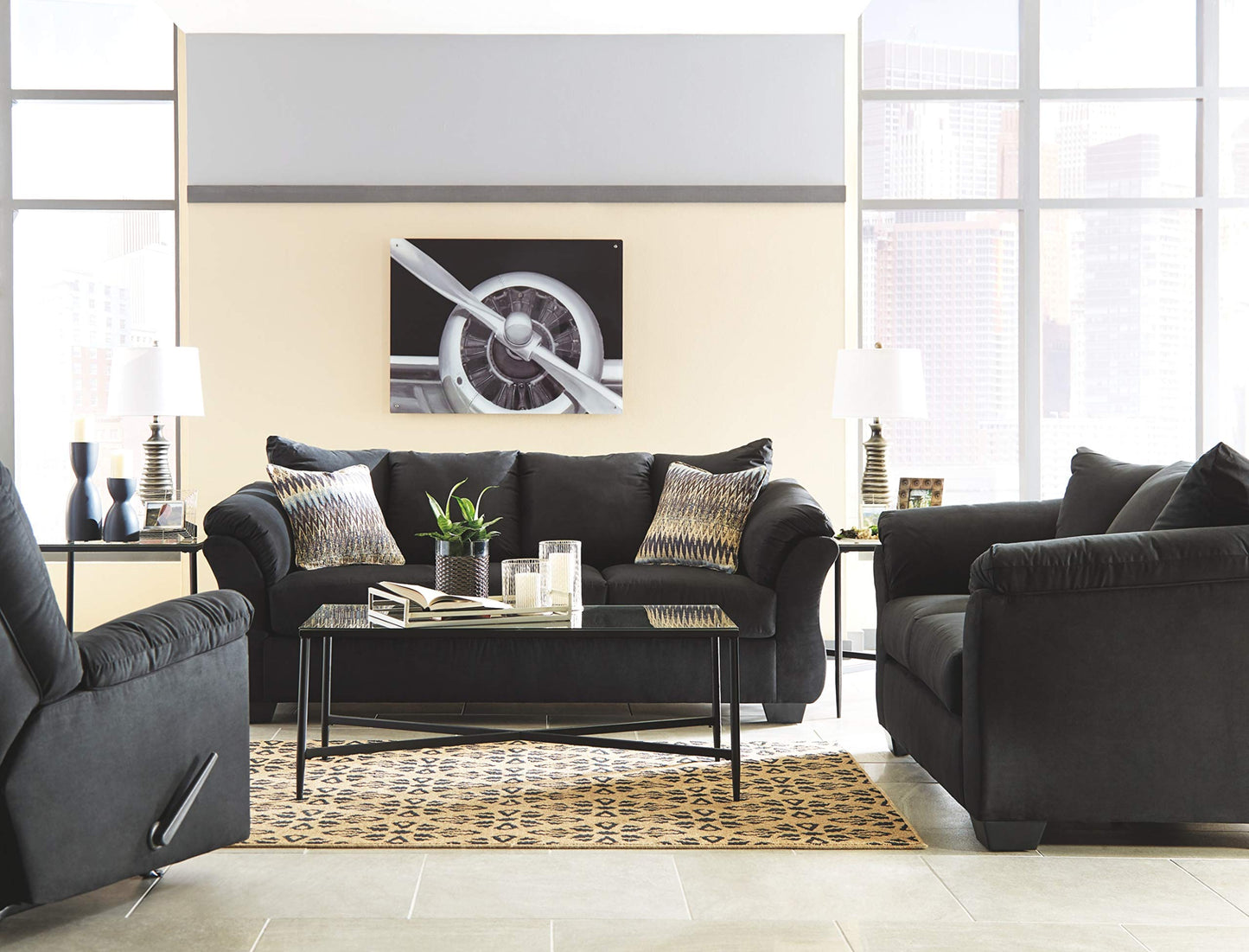 Signature Design by Ashley Darcy Classic Contemporary Sofa, Black