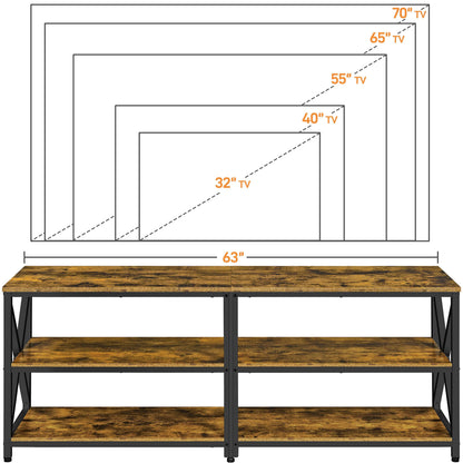 Yaheetech TV Stand for TVs Up to 70 Inches, Entertainment Center with 3-Tier Wooden Storage Shelves TV Console for Living Room, Rustic Brown - WoodArtSupply