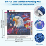 MEIYUDA Independence Day Eagle Diamond Painting Kits, DIY 4th of July Round Diamond Art Kits for Adults, American Flag Full Drill Diamonds Painting Gem Art for Home Wall Decor 12x12in MEIYUDA