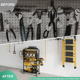 Power Tool Organizer Cart with Charging Station, Garage Rolling Storage with Drill Holder, Utility Rack for Cordless Tools, Battery & Screwdriver Shelf on Wheels, Tool Chest,Gifts for Dad Husband Sttoraboks