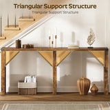YATINEY Console Table, 63" Long Behind Couch Sofa Table, Entryway Table, Farmhouse Console Table for Narrow Spaces, Hallway, Living Room, Rustic Brown CT30BR YATINEY