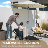 Devoko Patio Chaise Lounge Sets Outdoor Rattan Adjustable Back 3 Pieces Cushioned Patio Folding Chaise Lounge with Folding Table (Beige) Devoko