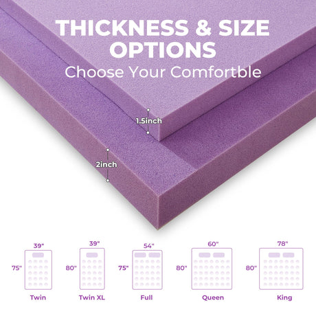 BDEUS 2 Inch Gel Memory Foam Mattress Topper Ventilated Soft Pressure Relieve Mattress Pad, Breathable Bed Topper, CertiPUR-US Certified, Twin Size BDEUS