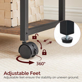 MAHANCRIS Printer Stand, 3-Tier Under Desk Printer Cart with Storage Shelf, Heavy Duty Printer Table with Wheels for Home and Office, Printer Shelf with 2 Hooks, Small Spaces, Rustic Brown PTHR4001Z MAHANCRIS