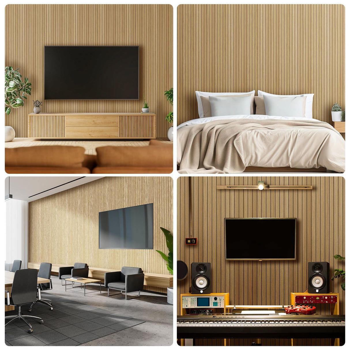 Aboofx 12 PCS Acoustic Panels for Wall, 11.8" x 11.8" Soundproof Wall Panels for Interior Decor, MDF Waterproof Slat Wood Wall Paneling Peel and Stick Wallpaper, Cover 11.6 Sqft (Oak Brown) Aboofx