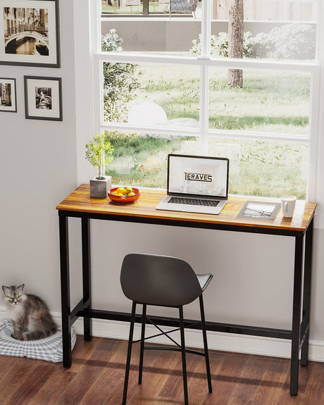 Teraves Teak Bar Table – Stylish Rectangular High Top Table with Sturdy Metal Frame for Versatile Use Teraves
