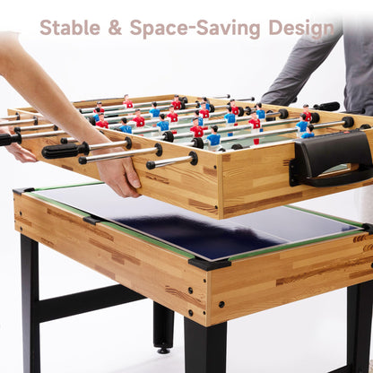 Sulives 2x4ft 13-in-1 Combo Game Table Set for Home,Combination Tables for Game Room, Friends & Family w/Hockey, Football, Billiards, Ping Pong, Shuffleboard, Chess, Checkers, Backgammon, Rin - WoodArtSupply