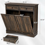 Spurgehom Double Tilt Out Trash Cabinet 13 Gallon Kitchen Waste Bins, Laundry Hamper Tilt Out Pet Proof Hidden Trash Bin for Kitchen,Rustic Black Spurgehom