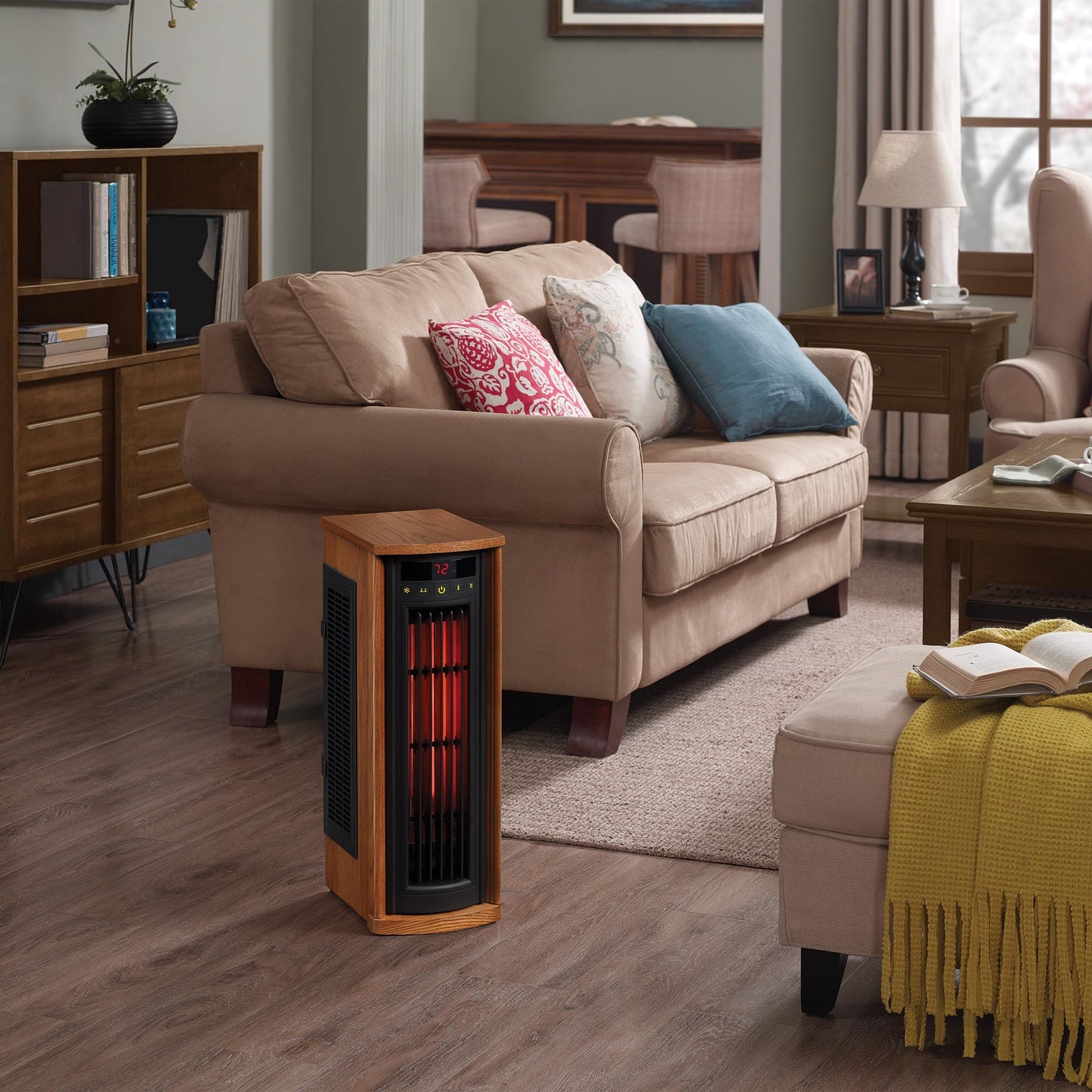 duraflame Electric Tower Heater, Oscillating Tower and Space Heater for Office or Large Room up to 1,000 Square Feet