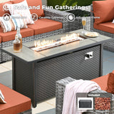 ovios 13 Pieces Patio Furniture Set, Outdoor Wicker Sectional Sofa with 54 Inch Fire Pit Table Comfy Cushions, Modern Modular Deep Seat Rattan Couch Conversation Set, Orange Red ovios