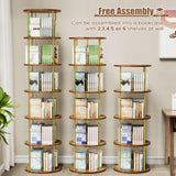 ALLSTAND 6 Tier Rotating Bookshelf, 360 ° Display Stackable Spinning Bookshelf Tower, Corner Bookshelf Tall Floor Standing Swivel Bookcase Narrow Storage Organizer for Bedroom, Living Room, Gold ALLSTAND