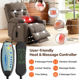 Infinite Position Power Lift Recliner Chair for Elderly with Adjustable Headrest, Lay Flat Recliner Chair for Adults W/Massage & Heat, Cup Holders, Tri-Motor Power Lift Chairs, Fabric,Brown BEDHOURS