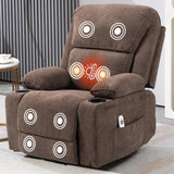 BRTHORY Rocker Recliner Chair with Massage and Heated, 360°Swivel Rocking Manual Recliner Chairs with Cup Holders Remote Control for Living Room (Brown) BRTHORY