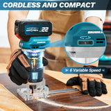 Saker Router Tool Cordless,Compact Router Tool,Wood Router for Woodworking,Lithium-Ion Brushless Motor for Edge Trimming with Adjustable Speed for DIY Projects Saker
