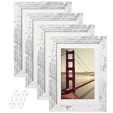 BAIJIALI 5x7 Picture Frame Distressed White Wood Pattern Set of 4 with Tempered Glass,Display Pictures 4x6 with Mat or 5x7 Without Mat, Horizontal and Vertical Formats for Wall and Table Mounting BAIJIALI