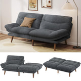 Pipishell Futon Sofa Bed, Corduroy Futon with Adjustable Backrest and Armrests, Convertible Futon Sofa Couch with Wood Frame for Small Spaces, Living Room or Office,Gray Pipishell