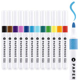PAPERAGE Acrylic Markers Set, 12 Pack (Rainbow), Marker Pens for Rocks, Ceramic, Wood, Glass, Paper, Canvas, Fabric, & Craft Supplies, Quick Dry Acrylic Marker Set for Kids & Adults PAPERAGE