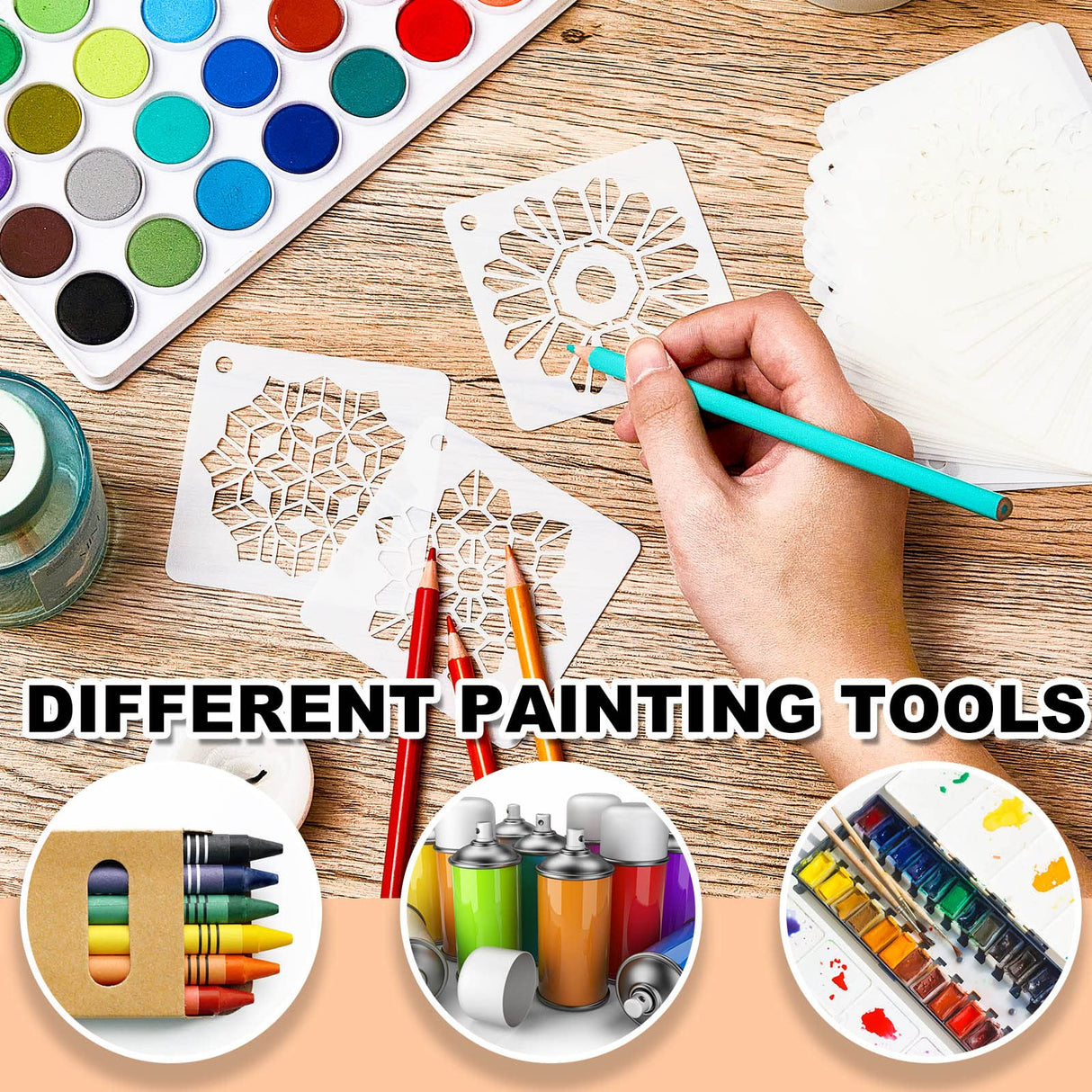 80 Pieces Mandala Stencils 3 x 3 Inch Mandala Painting Art Stencils Reusable Plastic Craft Kits for Wood Rocks Furniture Wall Floor DIY Art Projects Fabric Tile Holiday Decorations Craft Kits Teling