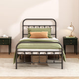 Kujielan Metal Bed Frame - Structurally Stable Heavy Duty Steel Slat Supported Twin Bed Frames,No Box Spring Needed for Easy Removal and Transport. Kujielan