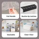 IRIS USA 72 Qt Stackable Plastic Storage Bins with Lids, 4 Pack - BPA-Free, Made in USA - See-Through Organizing Solution, Latches, Durable Nestable Containers, Secure Pull Handle - Clear Iris Ohyama