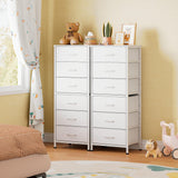 WLIVE White Tall Dresser for Bedroom, 6 Drawer Dressers & Chests of Drawers, Fabric Dresser for Closet, Living Room, Night Stand with Metal Frame, Storage Tower with Fabric Bins, Wood Top WLIVE