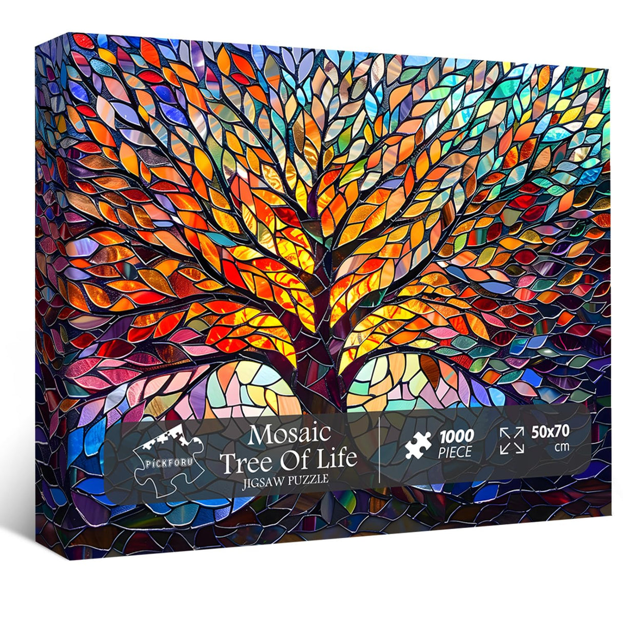 PICKFORU Stained Glass Puzzle Tree of Life Puzzles for Adults 1000 Pieces, Impossible Hard Difficult Challenging Puzzles for Adults, Colorful Mosaic Tree of Life Jigsaw Puzzle 1000 Pieces PICKFORU