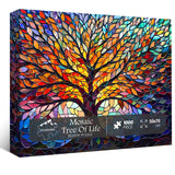 PICKFORU Stained Glass Puzzle Tree of Life Puzzles for Adults 1000 Pieces, Impossible Hard Difficult Challenging Puzzles for Adults, Colorful Mosaic Tree of Life Jigsaw Puzzle 1000 Pieces PICKFORU