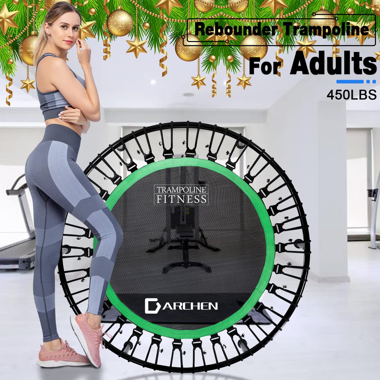 DARCHEN 450 lbs Mini Trampoline for Adults, Indoor Small Rebounder Exercise Trampoline for Workout Fitness for Quiet and Safely Cushioned Bounce, [40 Inch] DARCHEN