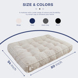 MAXYOYO 8" Futon Mattress Full Size, Ultra Thick Futons Sofa Couch Bed Tufted Sleeper Sofa Bed, Floor Mattress for Adults, Shredded Foam Filling (Frame Not Included), Beige MAXYOYO