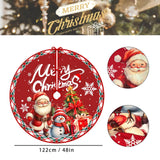 SHUXILIN Christmas Tree Skirt -48 Inches Luxury Short Plush Thick Rustic Xmas Holiday Decoration with Cute Santa Claus Xmas Tree Snowmen Snowflake Designs Mat Decoration for Merry Christmas Party SHUXILIN