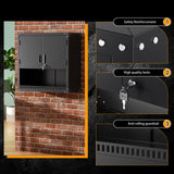 Greenvelly Metal Wall Cabinet with Locking Door, Black Wall Mounted Metal Storage Cabinet with Pegboard and Adjustable Shelf, Steel Tool Cabinet for Garage, Basement, Kitchen, Warehouse Greenvelly