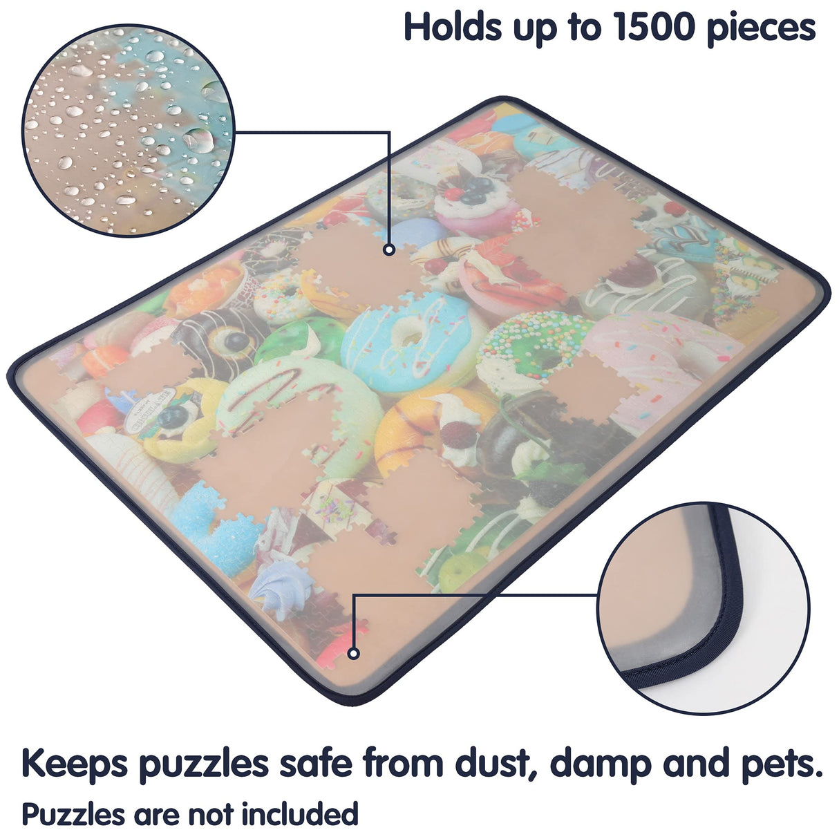 Tektalk Jigsaw Puzzle Board with Puzzle Dustproof Cover Up to 1500 Pieces (Khaki) Tektalk