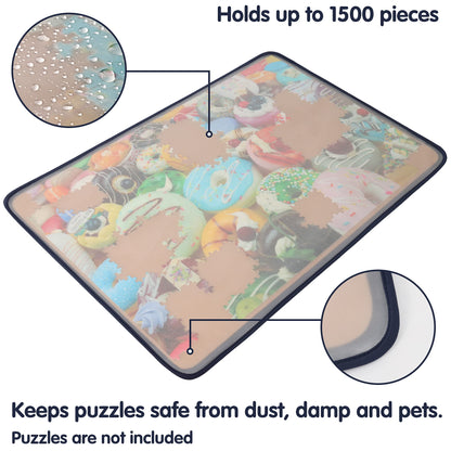 Tektalk Jigsaw Puzzle Board with Puzzle Dustproof Cover Up to 1500 Pieces (Khaki)