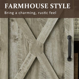 FansaFurn Farmhouse TV Stand for 65+ Inch TV, 34'' Tall Entertainment Center with Sliding Barn Doors, Rustic Wood Media Console Storage Cabinet Television Stand for Living Room, Bedroom Light Grey FansaFurn