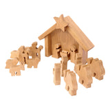 AmishToyBox.com Wooden Nativity Manger Scene Set, 14 Pieces, Amish-Made in Lancaster County, Pennsylvania, Harvest Stain Finish AmishToyBox.com