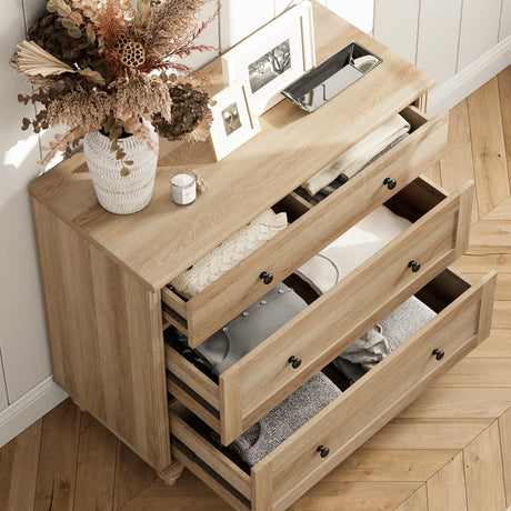 WAMPAT Farmhouse TV Stand for 100 Inch TV, 3-in-1 TV Console Table with 5 Drawers and 4 Doors, Entertainment Center for 75/80/85/90 Inch TV, Kitchen Sideboard Buffet Cabinet for Dining Room, Oak WAMPAT