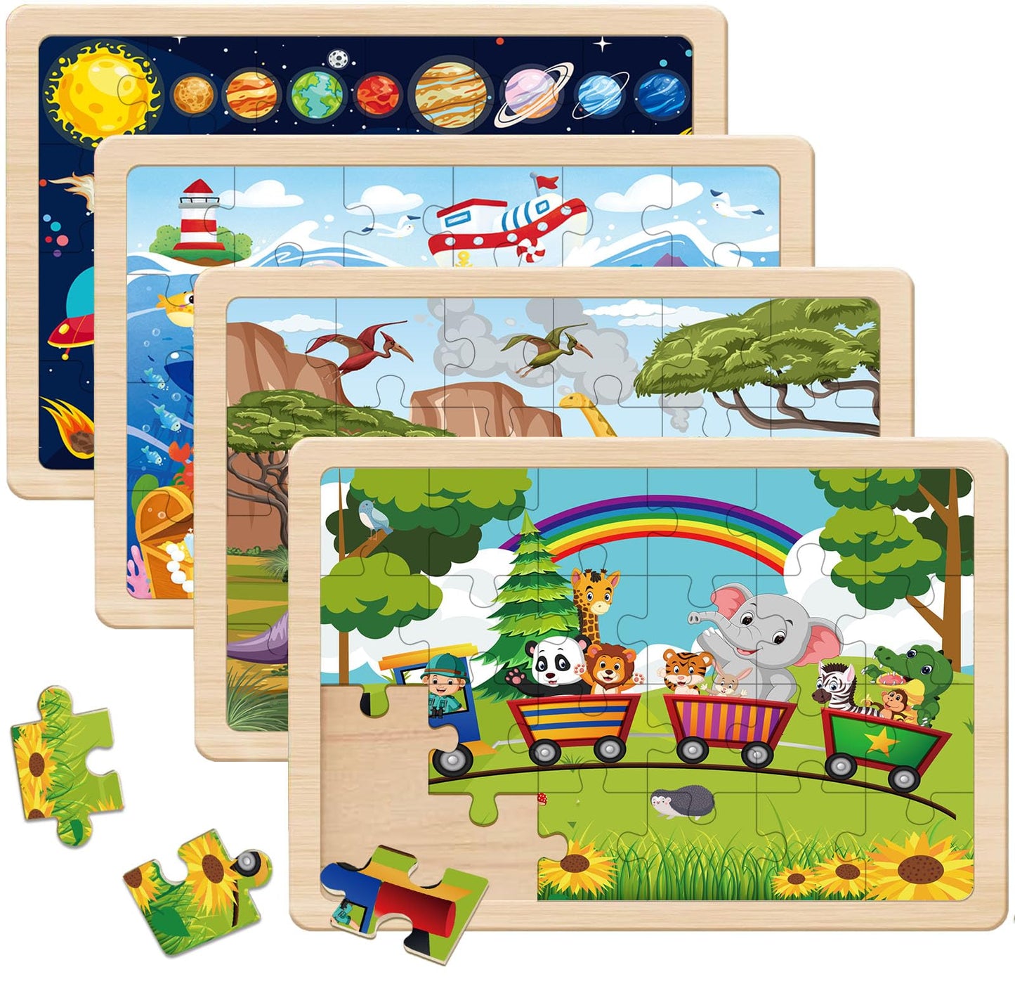 Puzzles for Kids Ages 4-6, 24 Piece Wooden Jigsaw Puzzles for Toddlers Ages 3-5, Preschool Educational Puzzles Boards for Boys and Girls Gifts 3 4 5 6 Years Old Toys